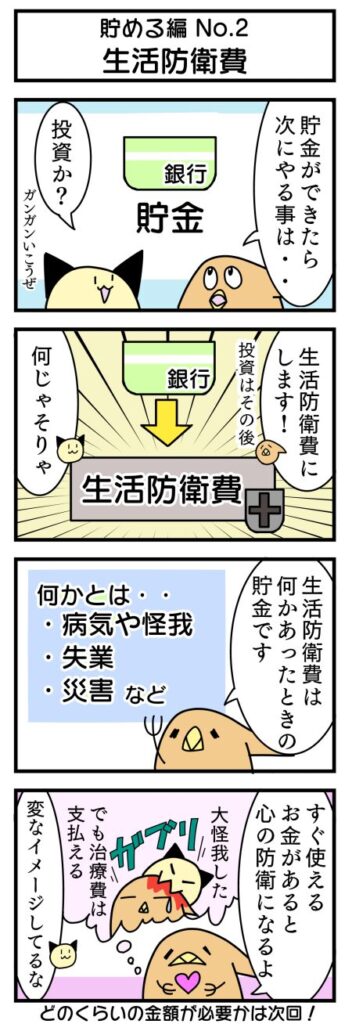 生活防衛費を説明した4コマ漫画